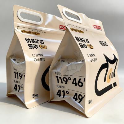 Σφραγισμένη τσάντα απορριμμάτων γατών οκτώ όψεων με λαβή με φερμουάρ